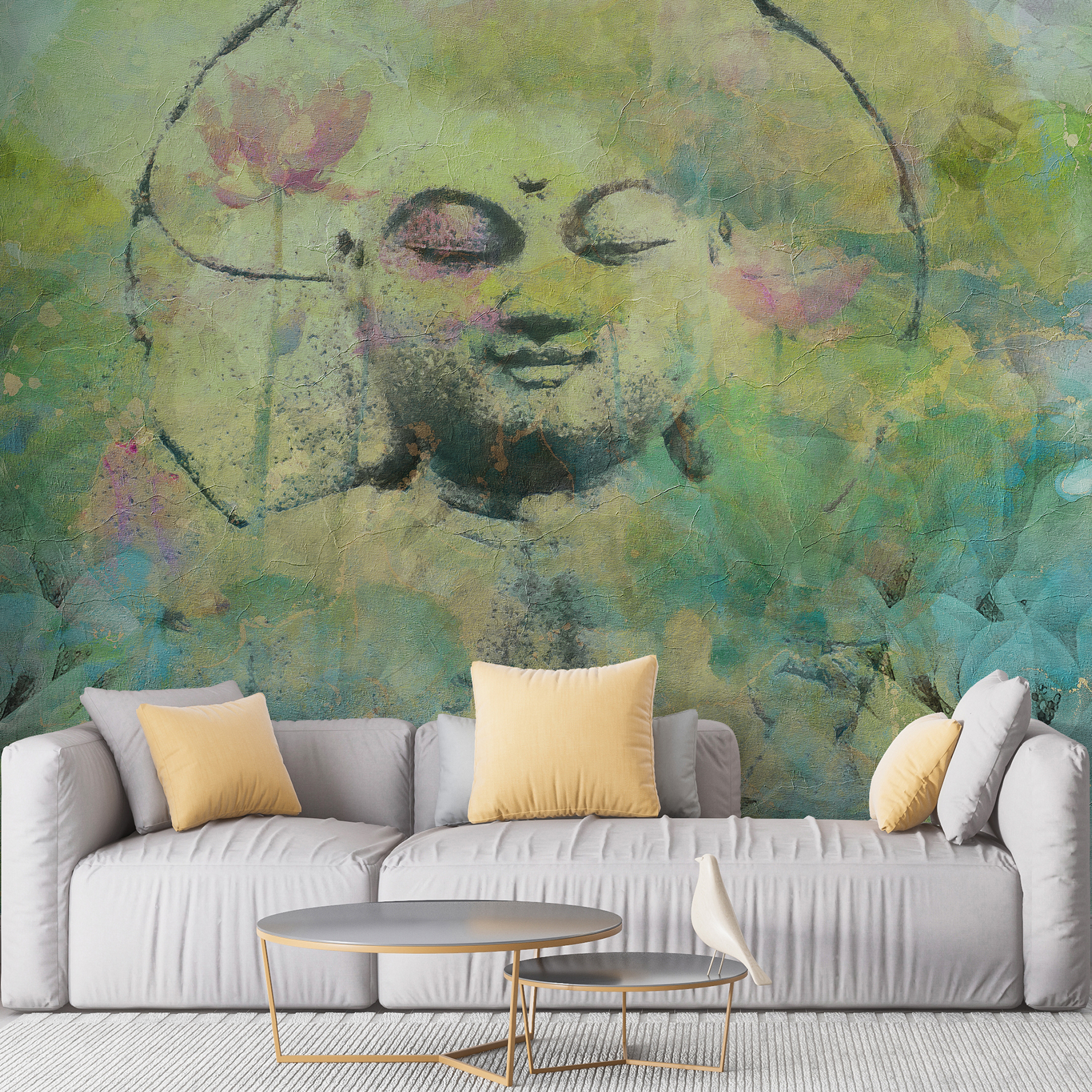 Die gesunden grünen Wandbilder von Hohenberger mit Buddha Motiv sind frei von weichmachern und fördern das raumklima in ihrem wohnzimmer, Schlafzimmer 