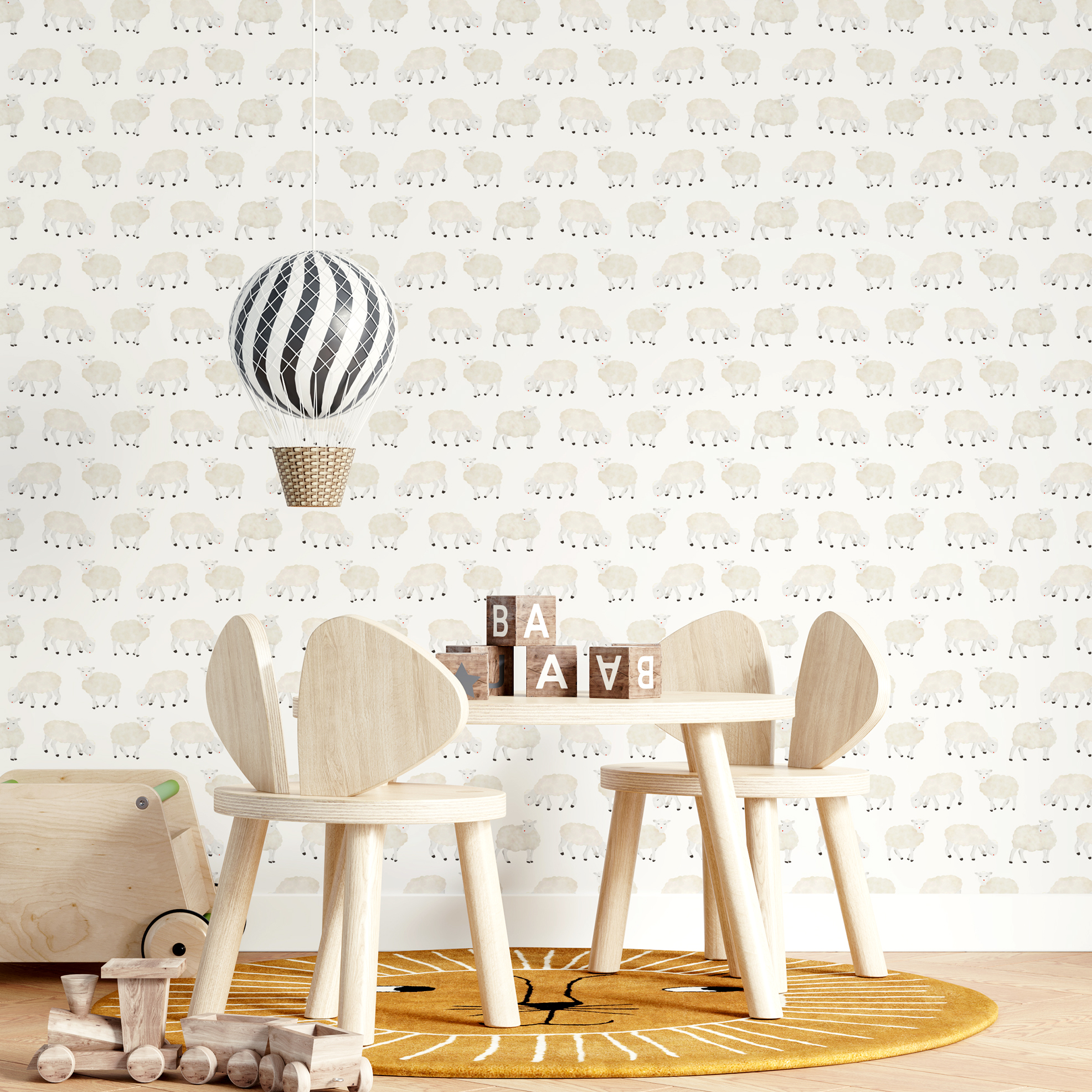 Sheeps on a wallpaper with fine mica | Hohenberger