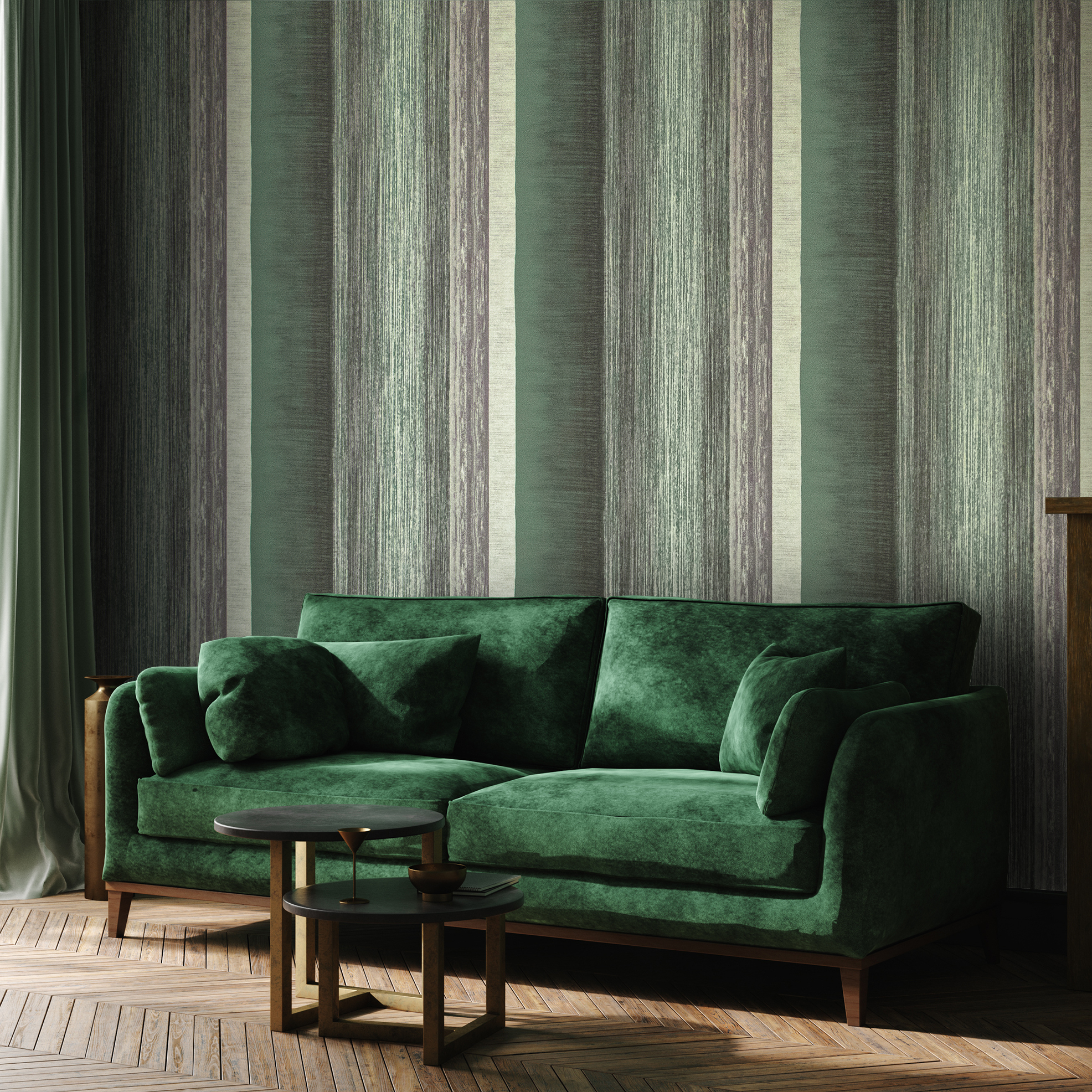 Ideal für ihr Schlafzimmer, Wohnzimmer hat Hohenberger eine grüne Vliestapete der besonderen art für sie entworfen, wohngesund und zeitloses Design