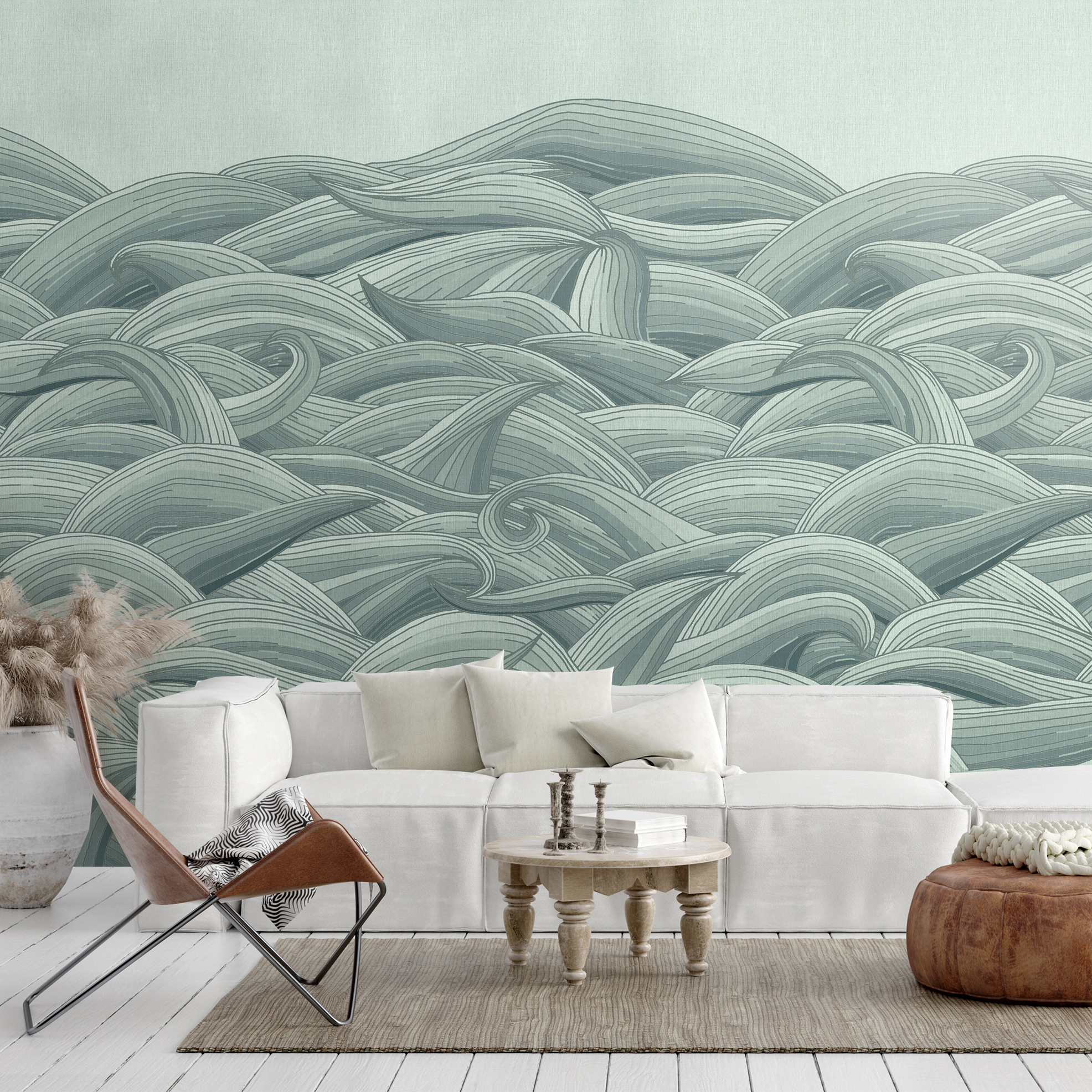 Mural with wave pattern in 2 different colors | Hohenberger